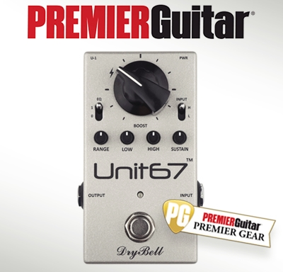 DryBell Unit67 guitar pedal earned Premier Guitar's “Premier Gear” badge