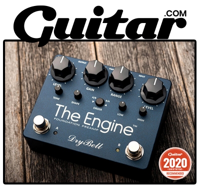 DryBell The Engine guitar pedal was awarded Guitar.com's “Recommended Gear of the Year 2020” badge
