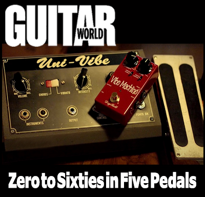 DryBell Vibe Machine V-1 guitar pedal featured on Guitar World's list of modern pedals with vintage tones