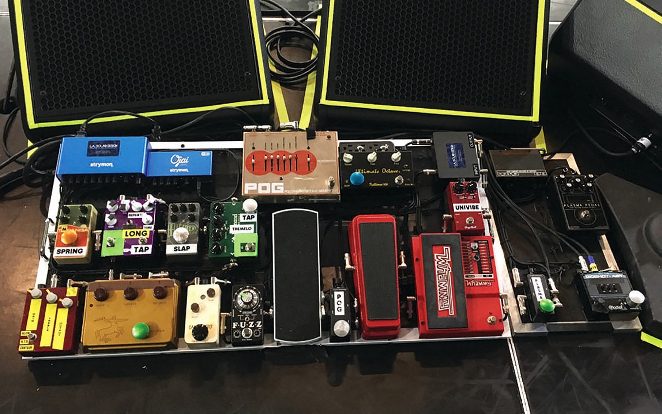 Joe Perry’s pedalboard featuring DryBell Vibe Machine used for the Aerosmith “Deuces Are Wild” shows in Las Vegas