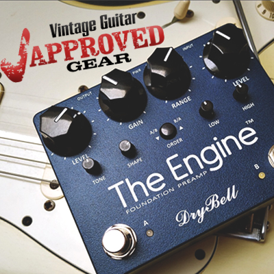 DryBell The Engine guitar pedal earned Vintage Guitar Magazine's „Approved Gear“ badge