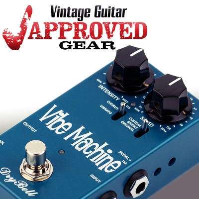 DryBell Vibe Machine V-3 guitar pedal awarded Vintage Guitar Magazine's "Approved Gear" badge